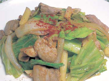 JAあわじ島の特産品レシピ「キャベツと豚バラ肉の炒め物」
