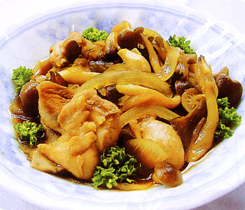 JAあわじ島の特産品レシピ「鶏肉とキノコのうま煮」