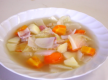 JAあわじ島の特産品レシピ「野菜の煮込みスープ　アサリ風味」