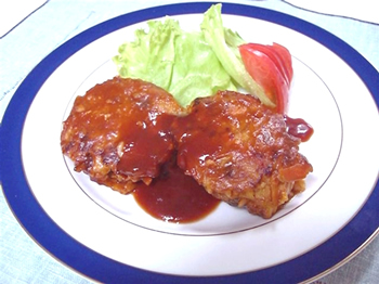JAあわじ島の特産品レシピ「ライス入り野菜ハンバーグ」