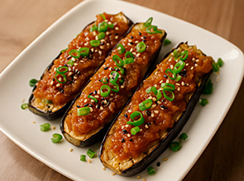 JAあわじ島の特産品レシピ「ナスのおかかマヨのせ」