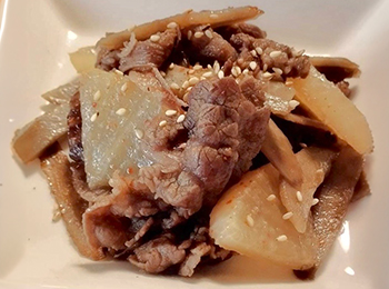 JAあわじ島の特産品レシピ「淡路ビーフピリ辛ごぼう」